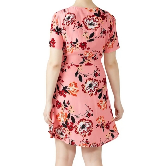 City Chic Botanical Blush Pink Button Dress Size Small 16 - Picture 4 of 7